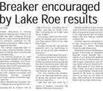 Breaker encouraged by Lake Roe results